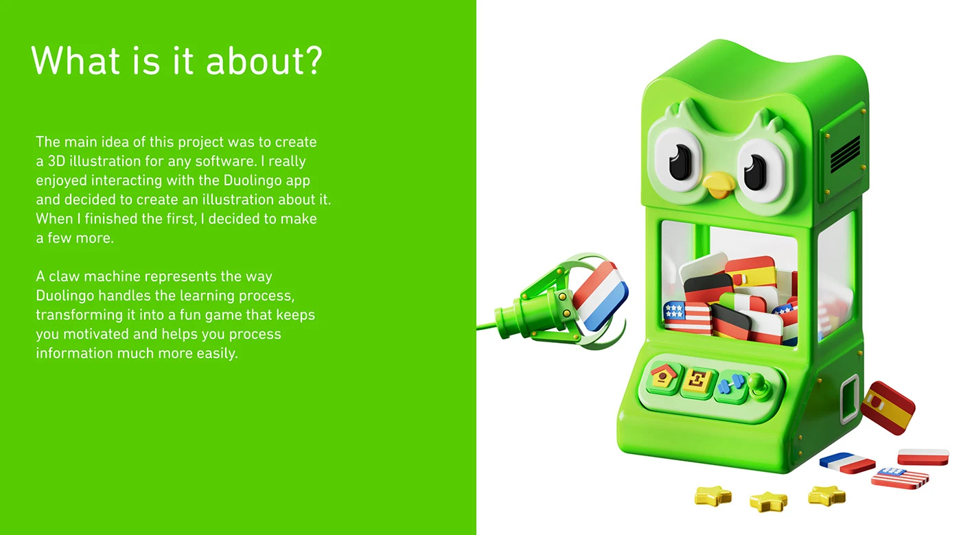 Duolingo 3D character illustration: 3D character study 02
