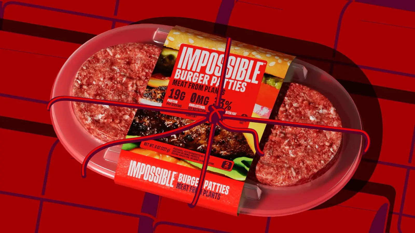 Impossible Foods appetite photography: Packaged product grill shot