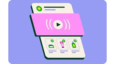 Instacart hand-drawn brand illustration: Media shopping card