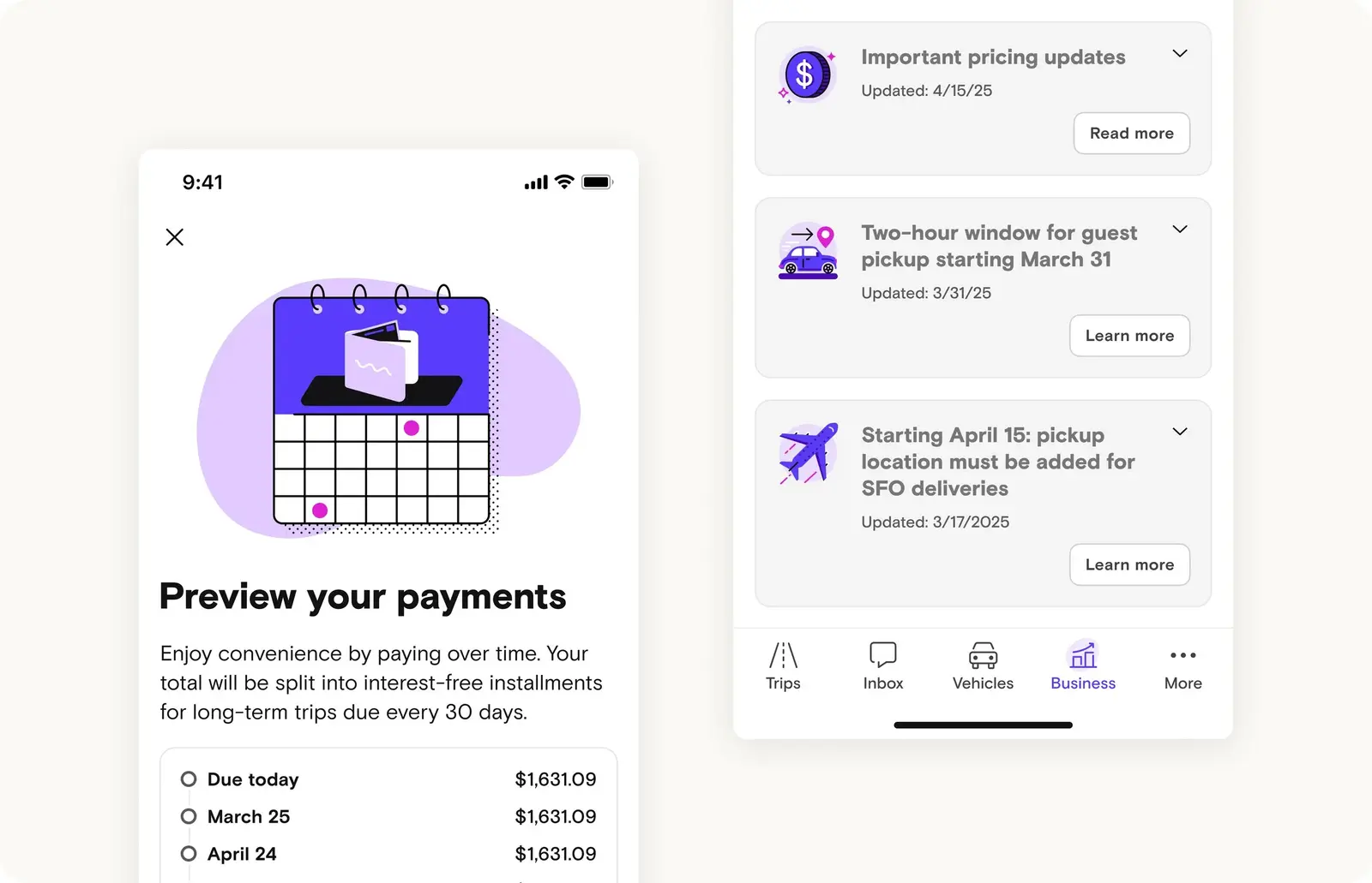 Turo modular illustration library: Payment and notification contexts