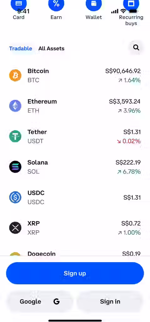 Coinbase — Sign up