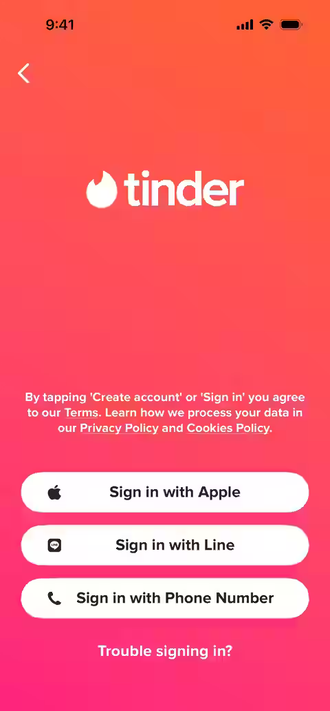 Tinder — Sign up